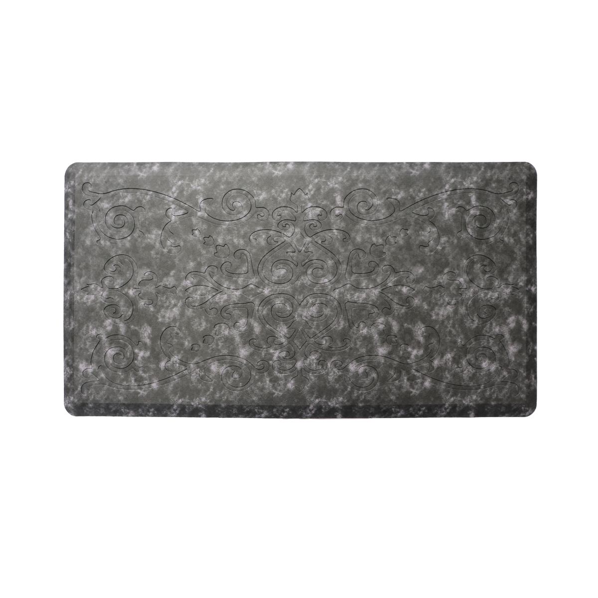 Medallion Embossed Oil & Stain-Resistant Anti-Fatigue Mat (3 Sizes) - 17" X 28" Charcoal Gray