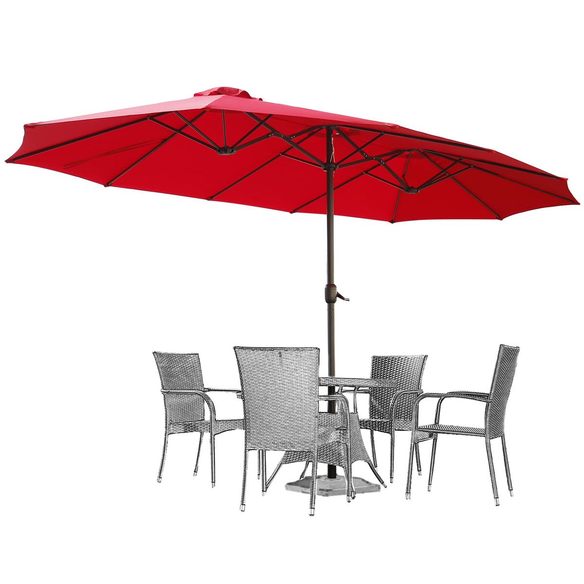 15 X 9-Foot Double-sided Large Outdoor Patio Umbrella With Crank - 19006RD-UG01