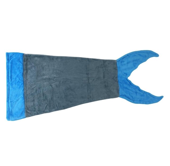 Mermaid or Shark Tail Micro-Mink Blanket - Gray/Blue Mermaid