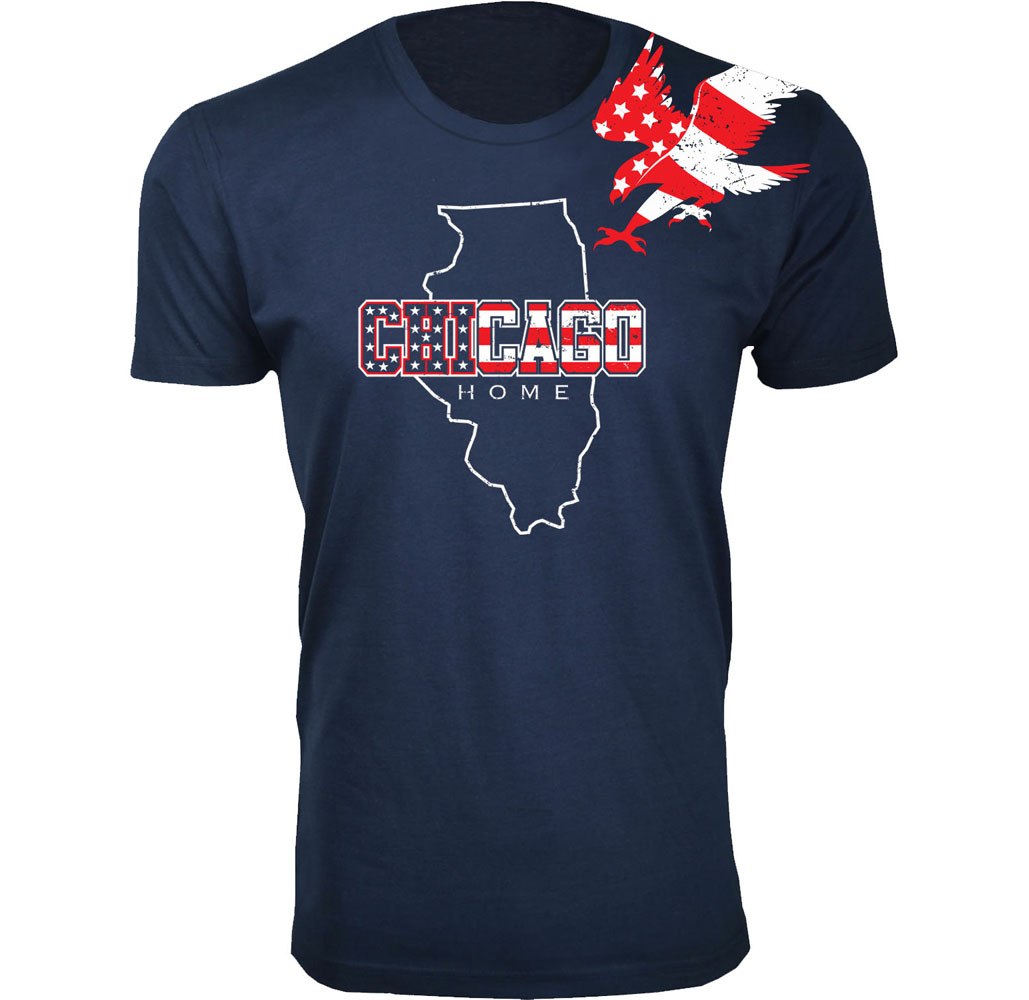 Men's Home State and City T-Shirts - Chicago - Navy / S