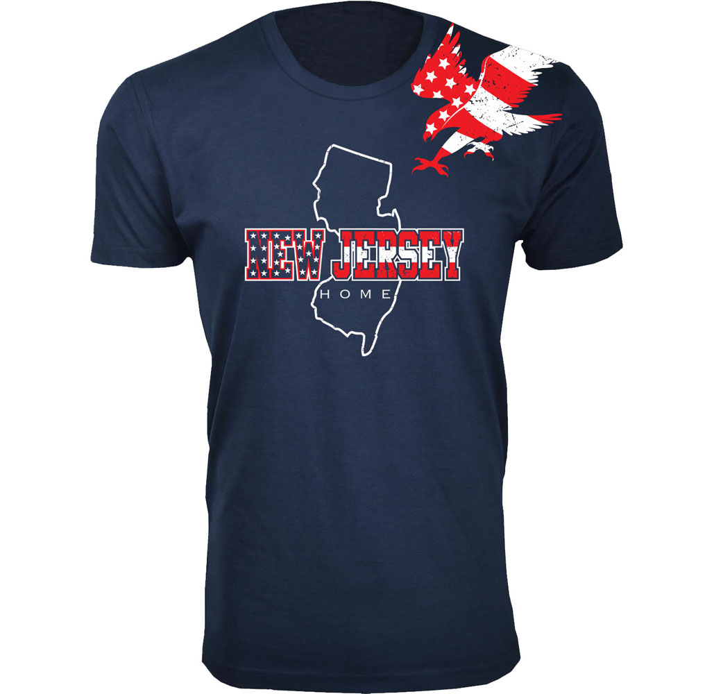 Men's Home State and City T-Shirts - New Jersey - Navy / 3XL