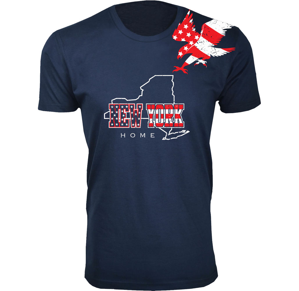 Men's Home State and City T-Shirts - New York - Navy / XL