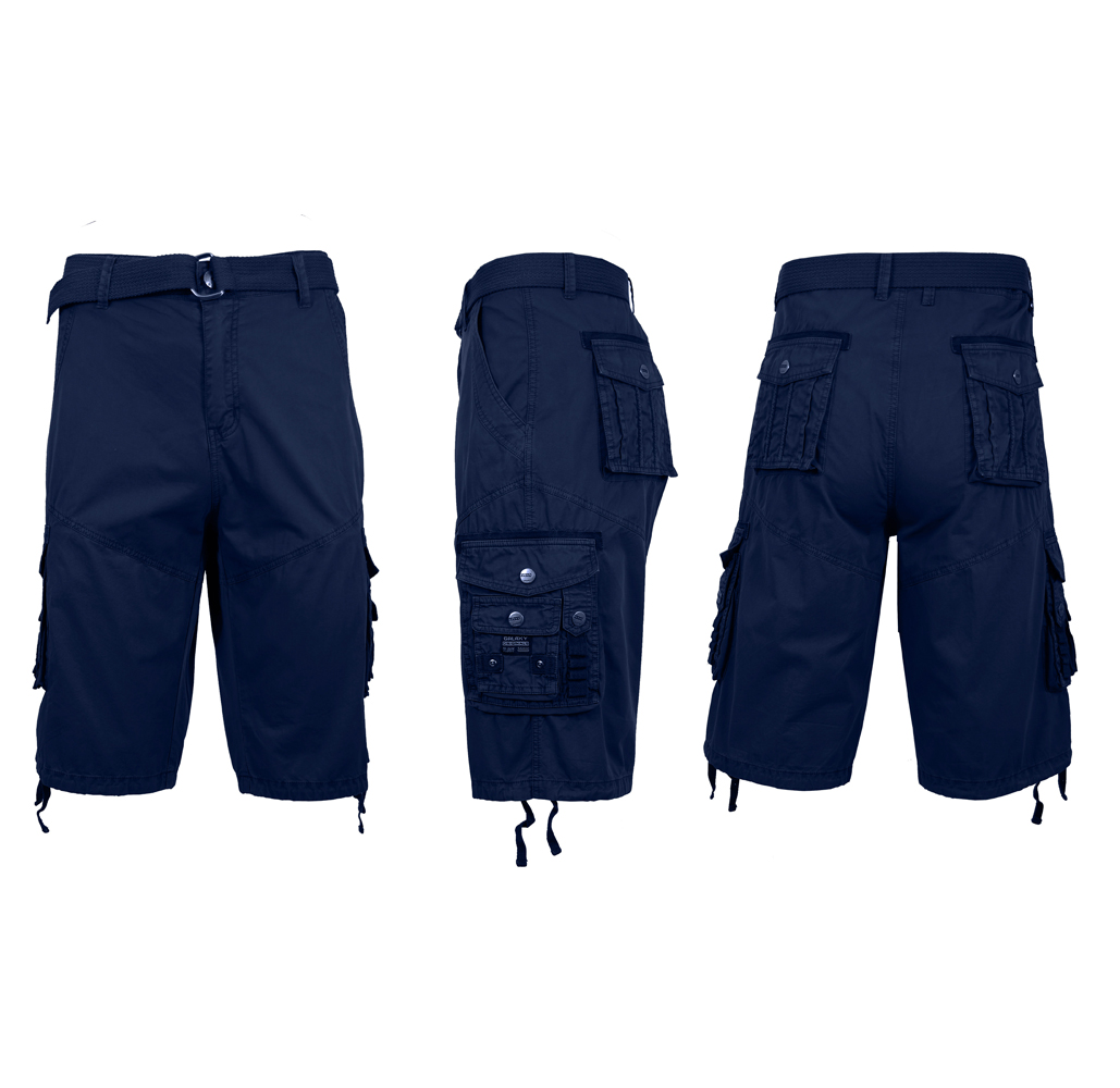 Men's Distressed Vintage Belted Cargo Shorts  - Navy - 48