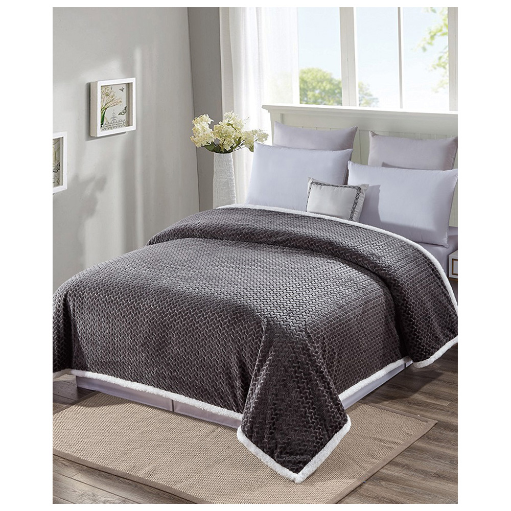 Sheradian Reversible Braided Sherpa Oversized Blanket - Gray - Queen