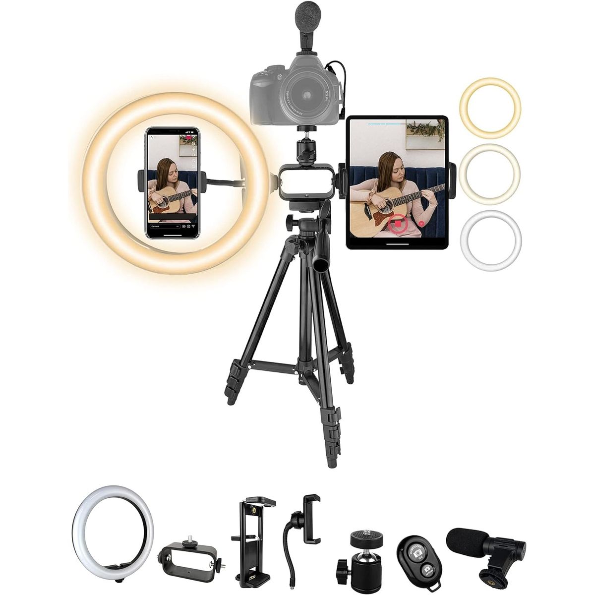 Beginner Vlogging Kit - Phone Holder, Ring Light Mic + Remote
