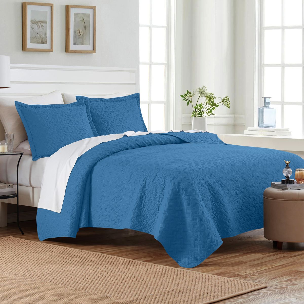 3-Piece Dan River Basket Pinsonic Quilt Set - Pinsonic Quilt - Queen