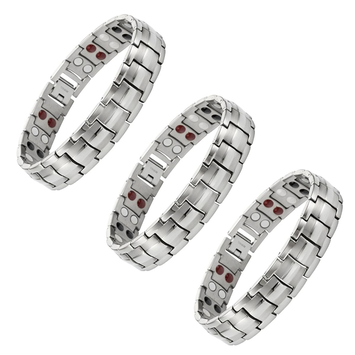 Magnetic Energy Stainless Steel Bracelet (3-Pack) - Silver