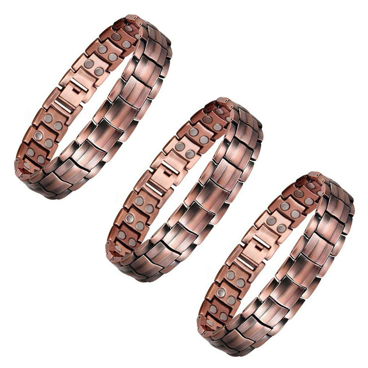 Magnetic Energy Stainless Steel Bracelet (3-Pack) - Rose Gold