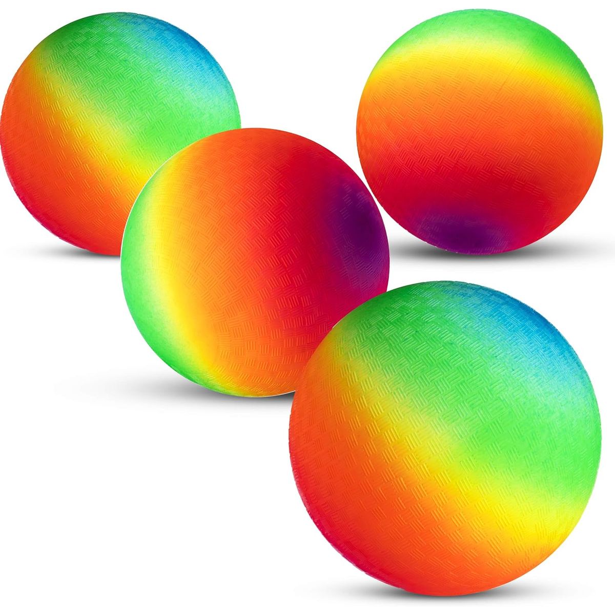 Waloo® 9-Inch Rainbow Playground Ball (2 or 4-Pack) with Hand Pump - Waloo 4 Pack Rainbow Balls