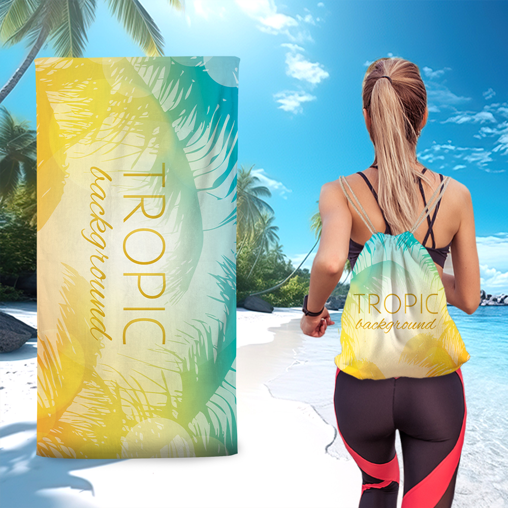 2-in-1 Windproof Beach Backpack Towel - Tropical