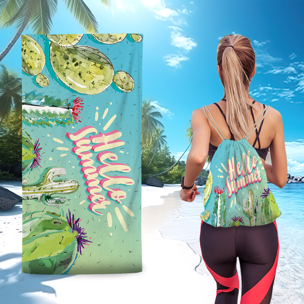 2-in-1 Windproof Beach Backpack Towel - Hello Summer Light
