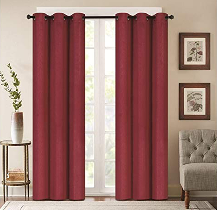 Photos - Curtains & Drapes Denver Embossed Grommet Top Curtains - 84" - Burgundy  BURGUN 