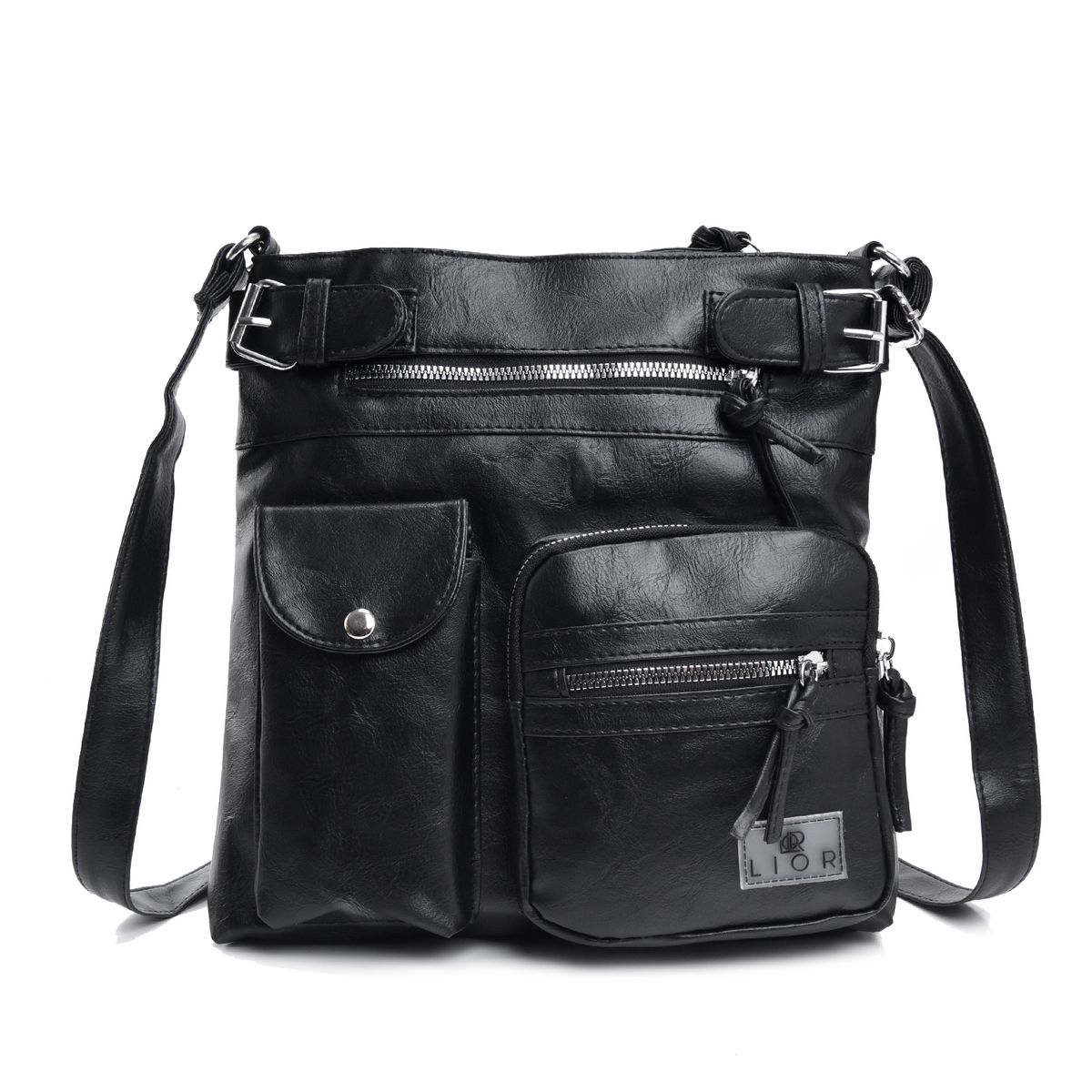 Lior™ Multi-Pocket Crossbody Bag - Black