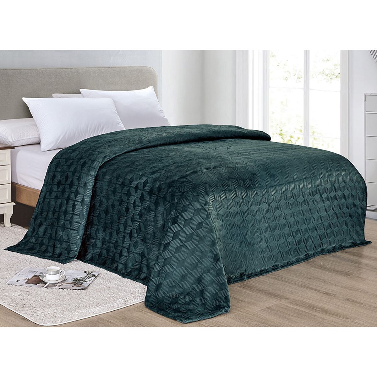 Sheridan Amrani Embossed Microplush Blanket (2 Sizes) - Queen - Green