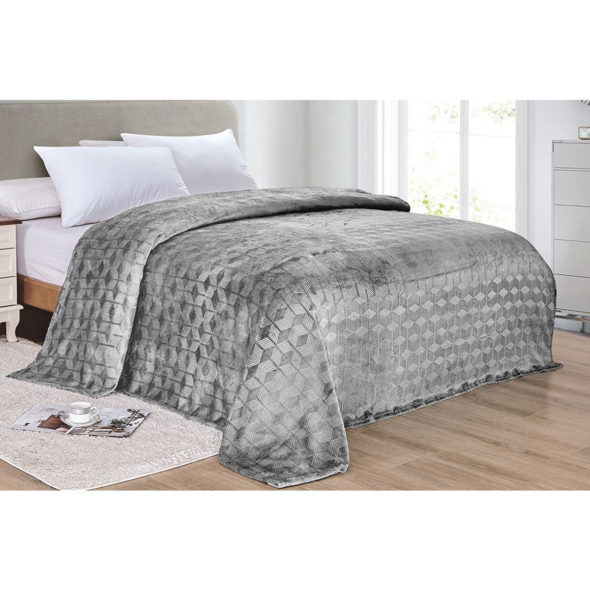 Sheridan Amrani Embossed Microplush Blanket (2 Sizes) - King - Gray
