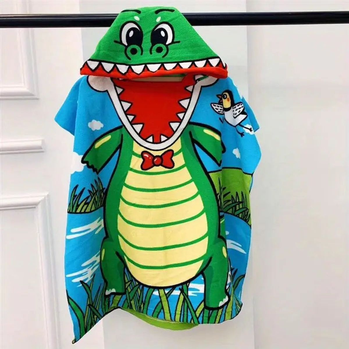 Kids' Hooded Soft Microfiber Poncho Towel - Dinosaur