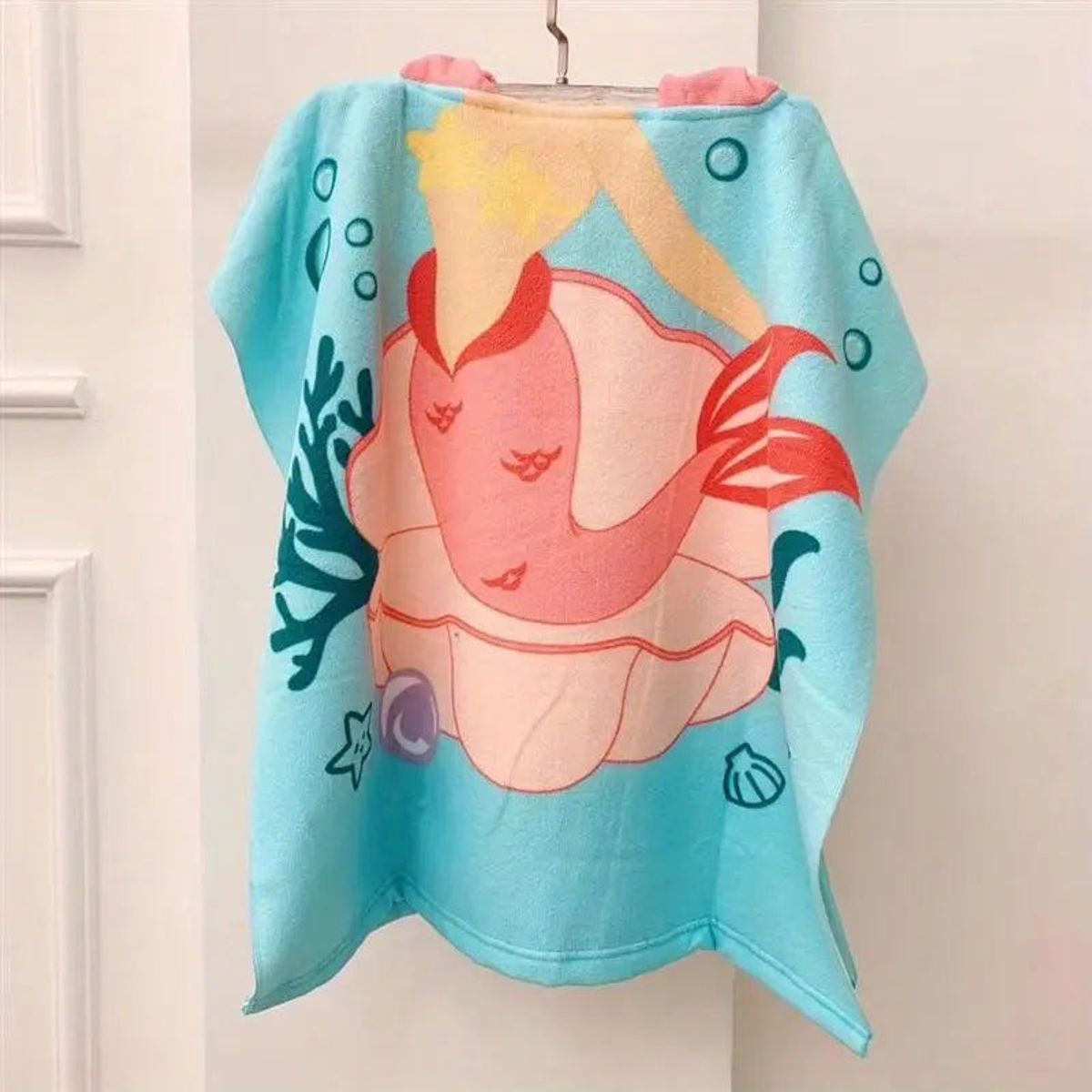 Kids' Hooded Soft Microfiber Poncho Towel - Mermaid