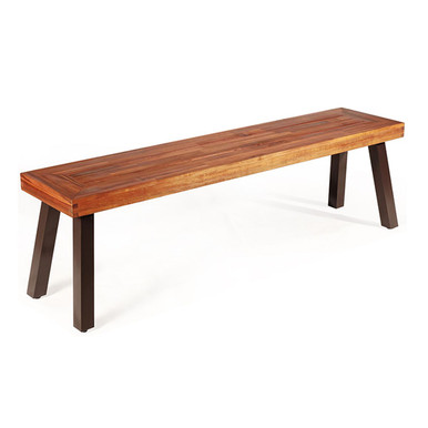 Patio Acacia Wood Dining Bench Seat with Steel Legs