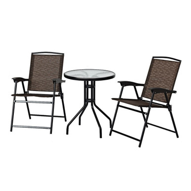 Rattan Folding Chairs and Glass Table Bistro Set