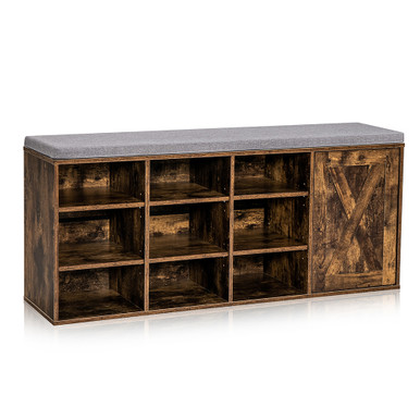 9-Cubby Shoe Bench with Padded Cushion