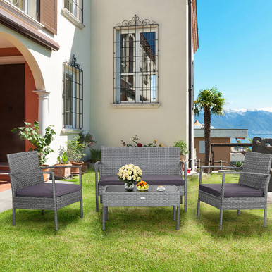 4-Piece Outdoor Rattan Furniture Set