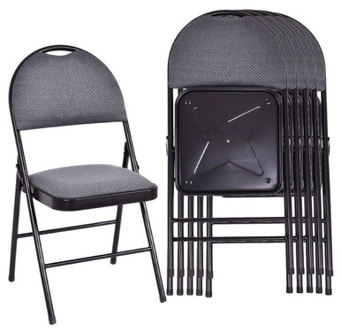 Fabric Upholstered Metal Frame Folding Chairs (Set of 6)