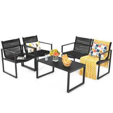 4-Piece Patio Furniture Conversation Set with Loveseat