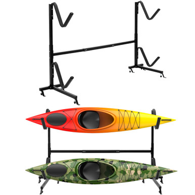 Heavy-Duty Freestanding Dual Storage Rack for Kayaks/Paddleboards