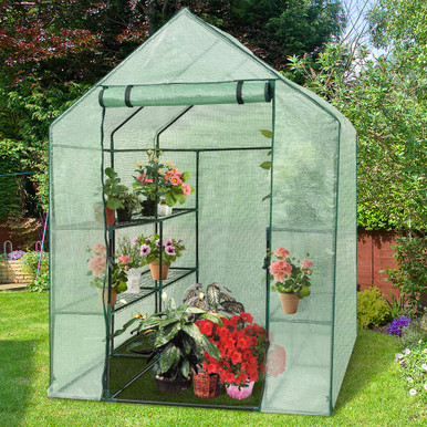 Portable Mini Walk-in Outdoor 2-Tier 8-Shelf Greenhouse