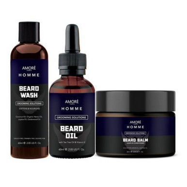 Amoré Paris™ Homme 3-Piece Beard Wash, Oil, and Balm