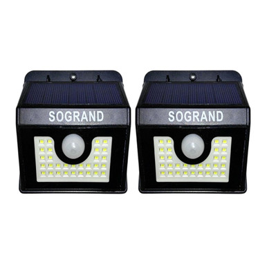 Solar Motion Sensor 30-LED Outdoor Security Wall Sconce Lamp Light (2-Pack)