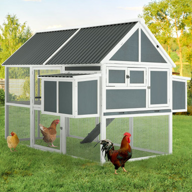 84-Inch Large Outdoor Wooden Chicken Coop Multi-level Hutch