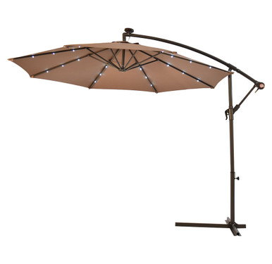 10' Hanging Solar LED Patio Sun Shade Umbrella