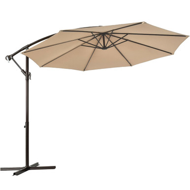 10-Foot Patio Offset Hanging Umbrella with Easy Tilt Adjustment - Beige