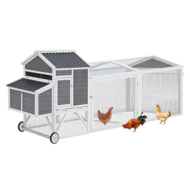 95-inch Wooden Chicken Coop with Wheels