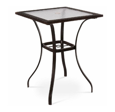 Outdoor Rattan Square Glass Top Bar Table