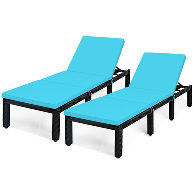 Outdoor Height-Adjustable Patio PE Rattan Chaise Lounges (Set of 2)