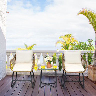 3-Piece Patio PE Rattan Bistro Set