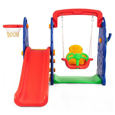 Toddler 3-in-1 Swing Set with Slide and Hoop