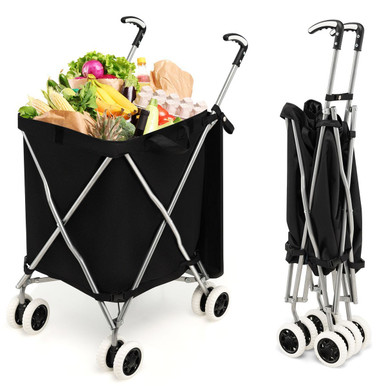 Folding Shopping and Utility Cart, Water-Resistant Heavy-Duty Canvas with Cover