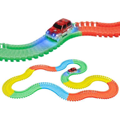 Galaxy Flex-Track 220-Piece Glow-in-the-Dark Track with Electric LED Light Car
