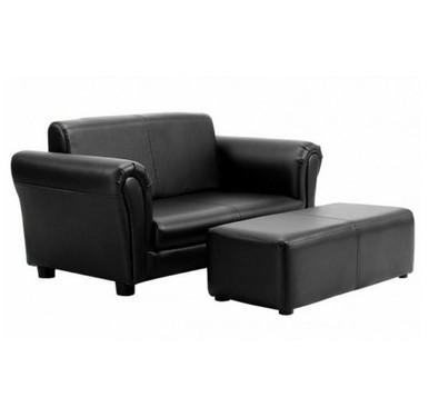 Kids' Faux Leather Sofa with Ottoman