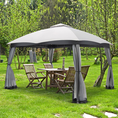 10 x 12-Foot Double-Vent Canopy with Privacy Netting & 4 Sandbags