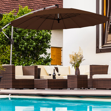 10-Foot Patio Offset Umbrella with Crank & Cross Base