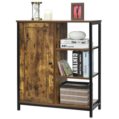 Rustic Wood and Metal Freestanding Storage Cabinet