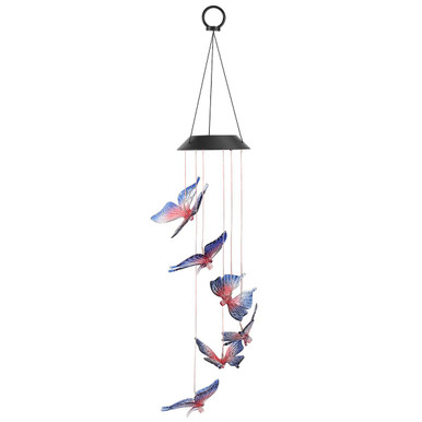 Solarek® Butterfly LED Solar Wind Chime, Color-Changing