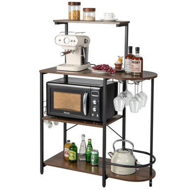 4-Tier Kitchen Baker's Rack with 6 S-Hooks and Stemware Racks