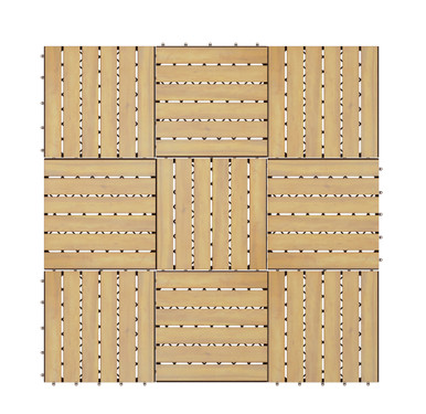 12 x 12-Inch Deck Patio Pavers, Acacia Wood - 10-piece