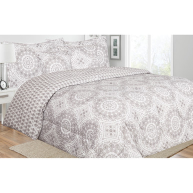 4-Piece Reversible Fretwork Twin Comforter Set