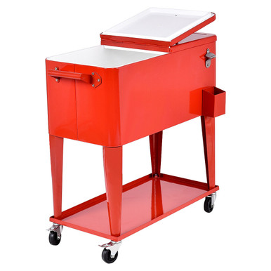 80-Quart Outdoor Patio Rolling Steel Construction Cooler